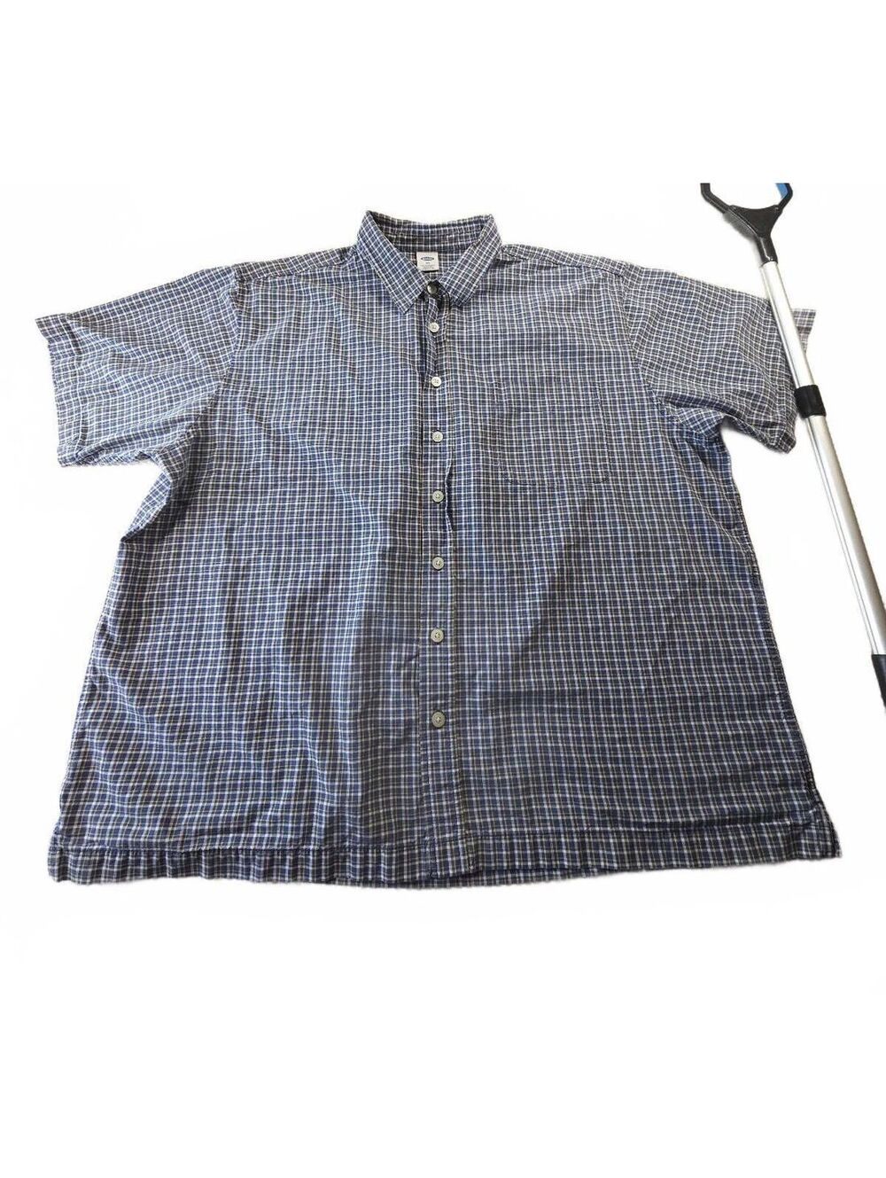 Men's Old Navy XXL Short Sleeve Blue and Black Plaid Button-Up Shirt
